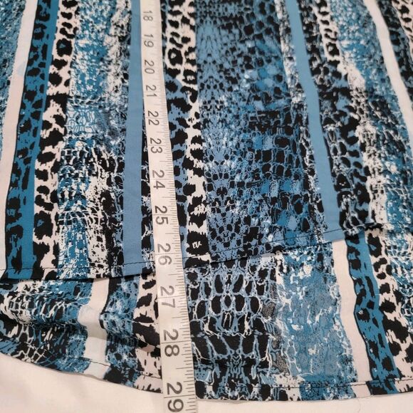 Womens Top Size 2X Blue Animal Print Leopard Striped Peasant Sheer - Picture 5 of 7